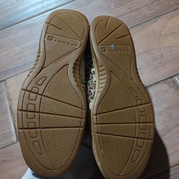 Sperry 8.5 sparkle cheetah loafer slip on boat shoes brown tan - Picture 3 of 5